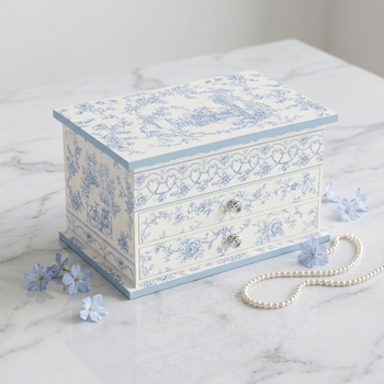 Blue floral jewelry storage box