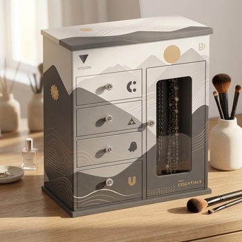 Modern jewelry cabinet with transparent door