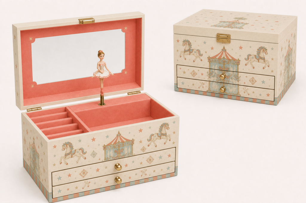 Carousel Parade Double-Drawer Music Box