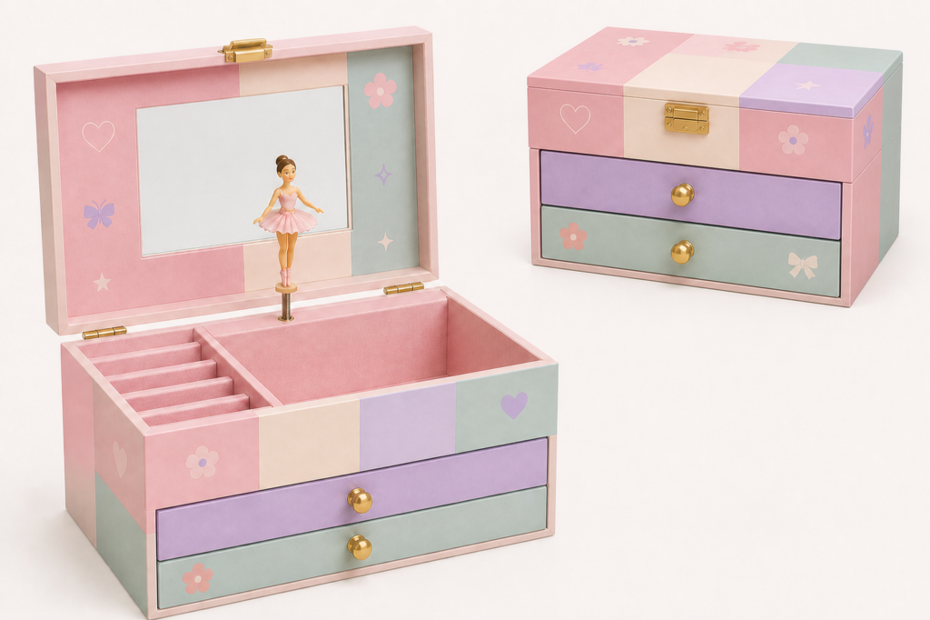 Personalized Pastel Double-Drawer Music Box