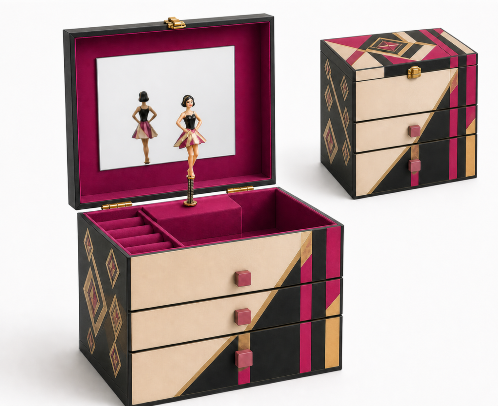 Glamoratti Tall Three-Drawer Cabinet Music Box