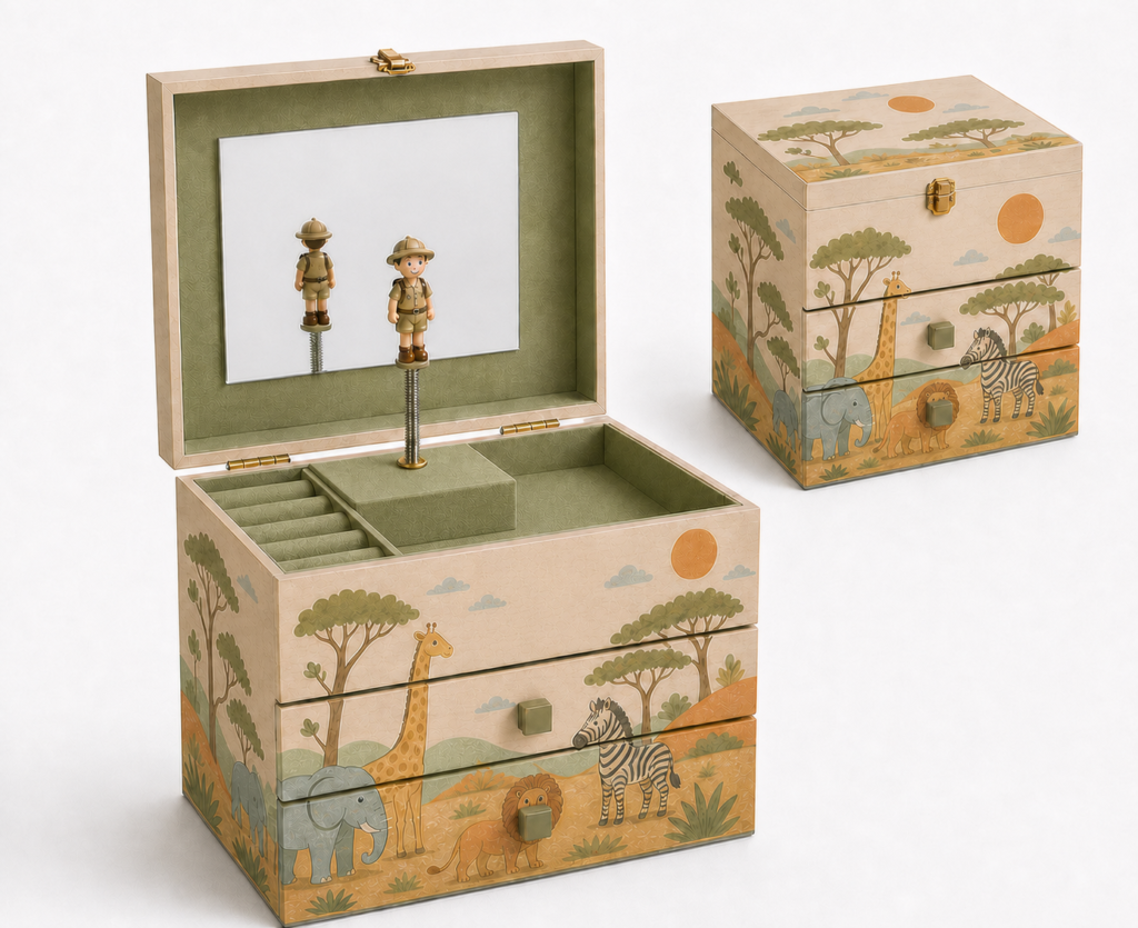 Eco Safari Tall Three-Drawer Cabinet Music Box