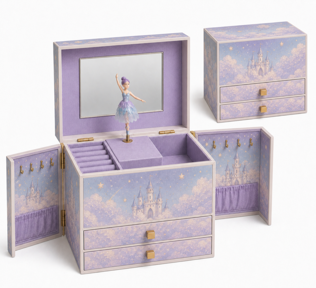 Cloud Kingdom Straight-Panel Fold-Out Stage Music Box