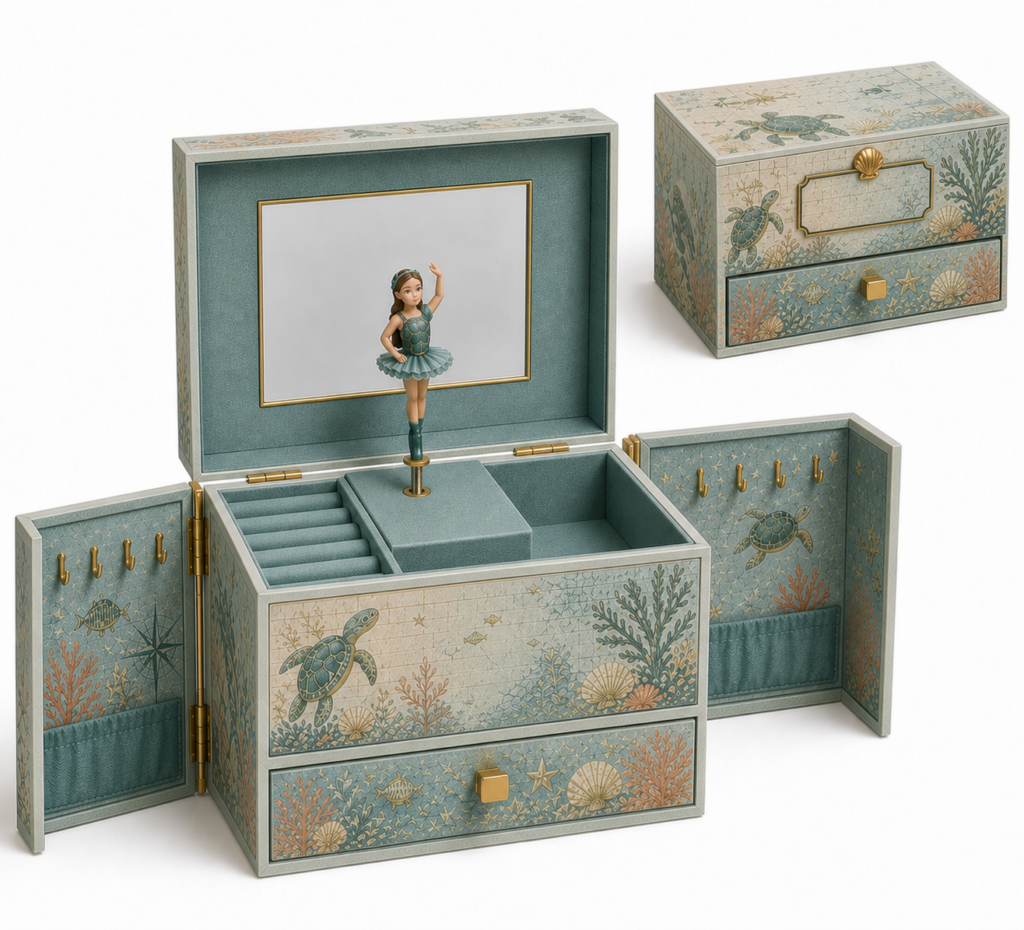 Ocean Discovery Straight-Panel Fold-Out Stage Music Box