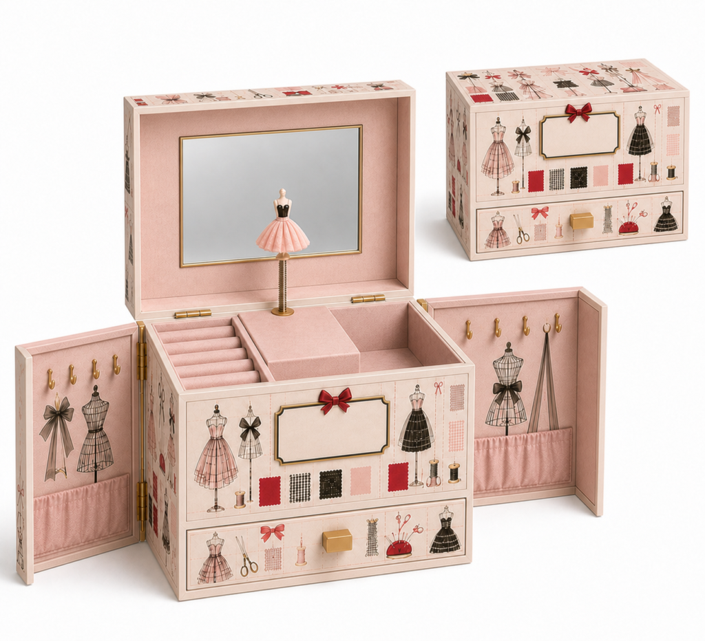Fashion Atelier Straight-Panel Fold-Out Stage Music Box
