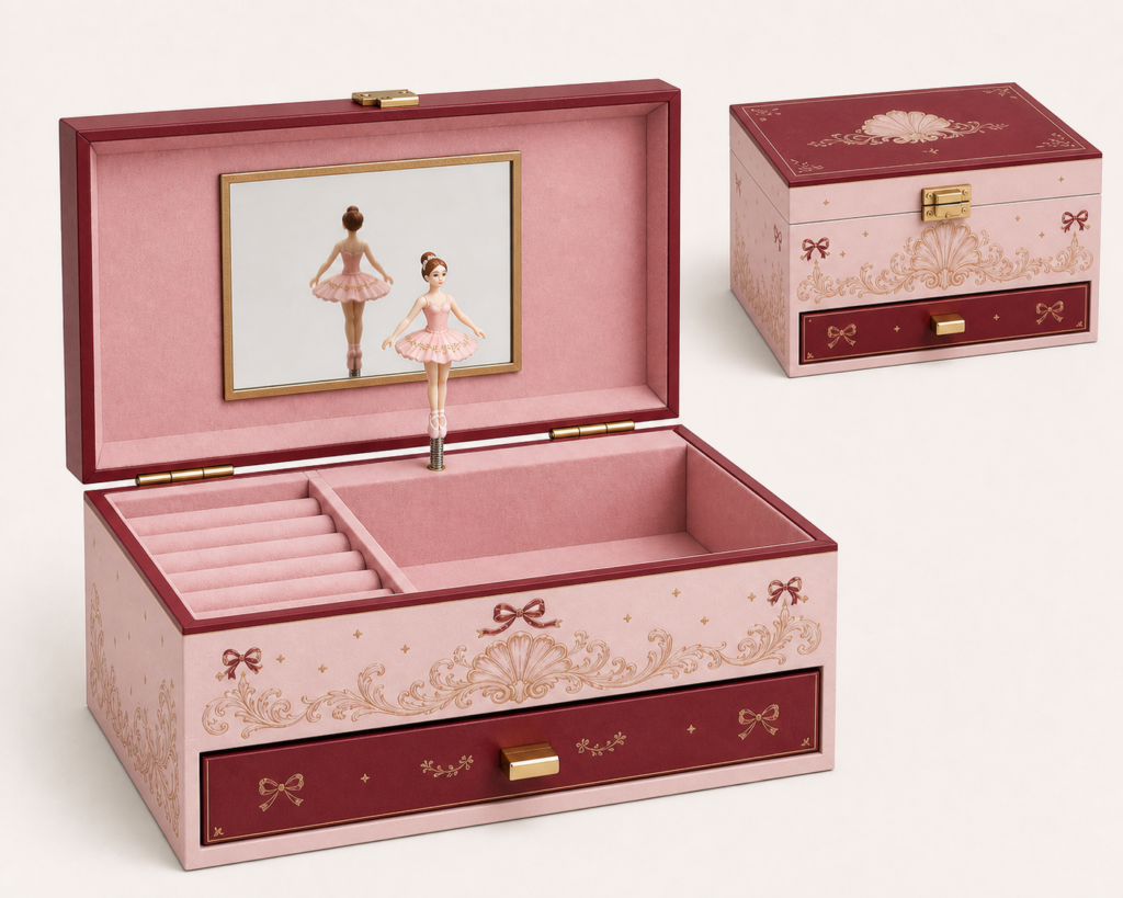 Cherry Rococo Classic Single-Drawer Music Box