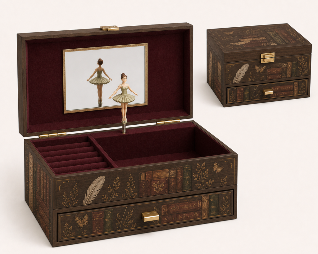 Poetcore Library Classic Single-Drawer Music Box