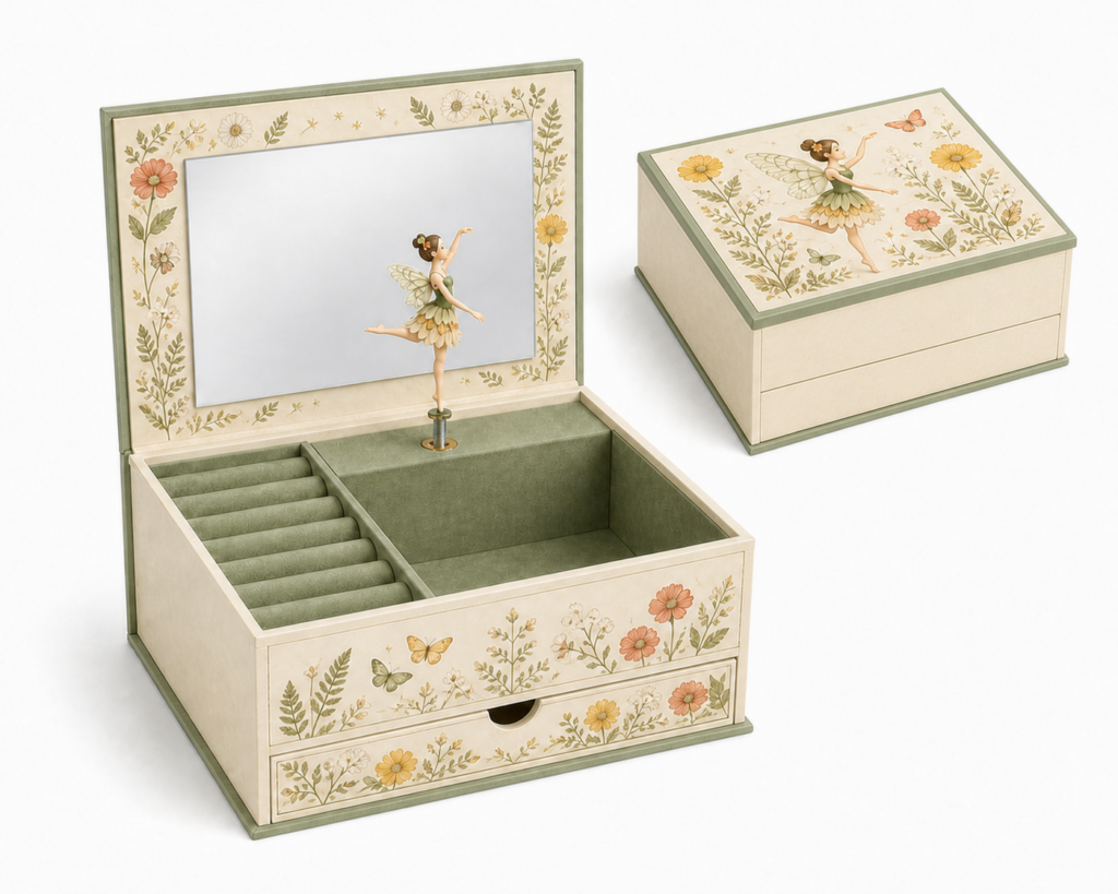 Pressed Flower Archive Wide Book-Style Music Box